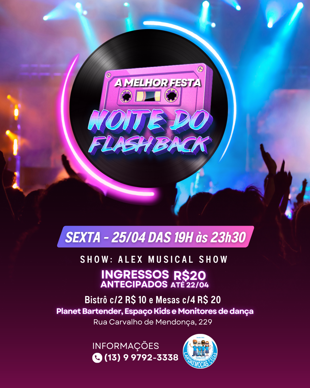 Anos 60 a 2000 em uma só noite! Venha dançar com a gente! | Lar das Moças Cegas