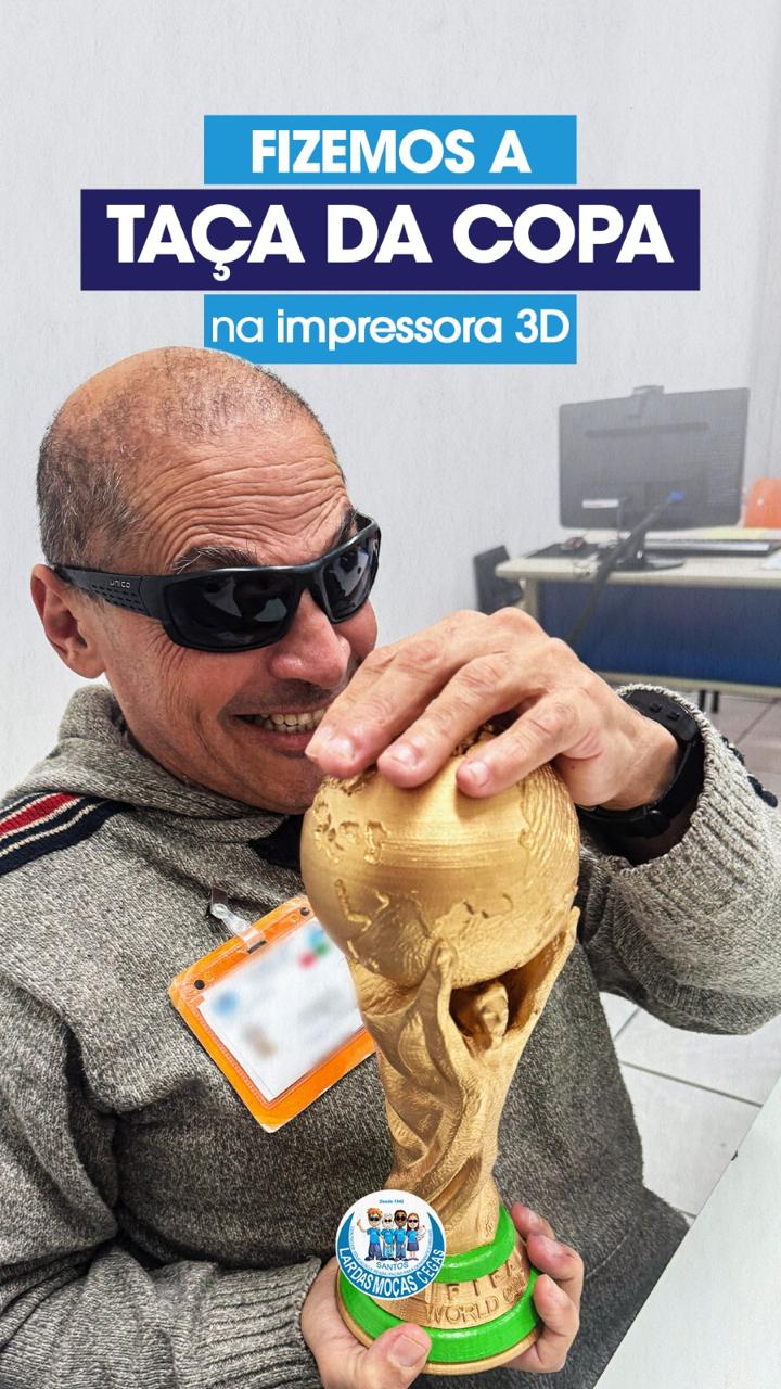 LMC cria taça da Copa do Mundo em 3D para experiência tátil de alunos | Lar das Moças Cegas