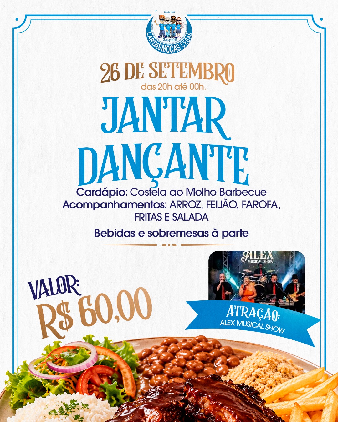 Venha para o Jantar Dançante! | Lar das Moças Cegas